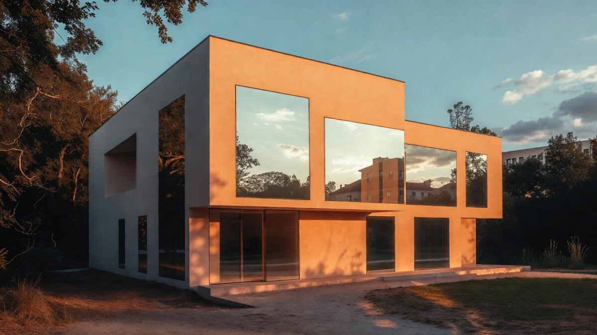 house with mirror window film image